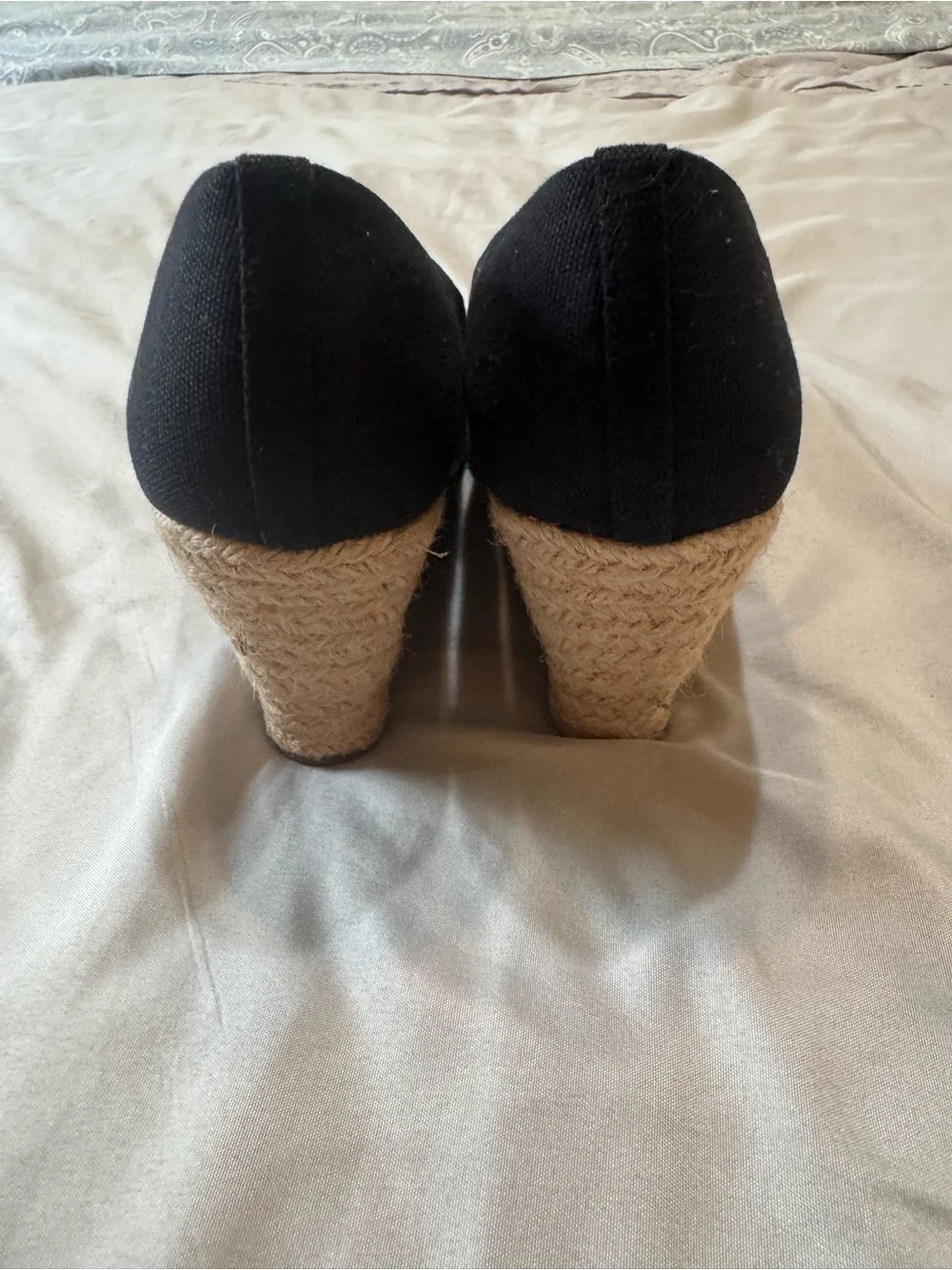 NWOT J. Crew Seville Black Canvas Espadrille Wedges Size 9